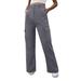 Ladies Casual Pants Solid Color High Waist Velour Straight Leg Classic Wide-Leg Dress Stretch Business Long Trousers Fashion Lightweight Golf Office Slacks with Pockets