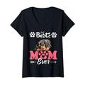 Damen Best Mom Black and Tan Coonhound Dog Ever; Frauen lieben Mutter T-Shirt mit V-Ausschnitt