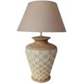 Lampada da Tavolo Lume mosaico in Ceramica Comodino casa Beige rosa Abatjour Design vintage antico
