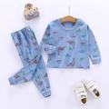 Kids Boys 2 Pieces T-shirt Pants Pajama Set Long Sleeve Little blue dinosaur Pink love rabbit Yellow car Graphic Animal Spring Fall Adorable Home 7-13 Years