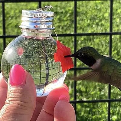 Hummingbird Feeders for Outdoors Portable Applies to All Birds, Bottle Hanging Humming Bird Feeder Outside, Leak-Proof Easy to Clean and Fill, with 3 Feeding Port