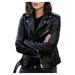 Moxiu Women Faux Leather Casual Jacket Fall and Spring Fashion Motorcycle Bike Coat Heather Vegan Leather Moto Jacket