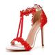 Women's Wedding Shoes Valentines Gifts Stilettos Ankle Strap Heels Party Party Evening Floral Wedding Sandals High Heel Sandals Bridal Shoes Rhinestone Pearl Tassel Open Toe Elegant Vintage Sexy