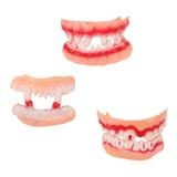 3pcs Scary Zombie Teeth Braces Tricky Toy Denture Party Props Supplies for Halloween Masquerade Costume Party Cosplay