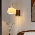Lightinthebox Ceramic Wall Sconce Small Wall Lamp, Rustic Walnut Wood Wall Mount Light, Vintage Headboard Lamp, Indoor Lighting Fixture for Bedroom Living Room Dining Room Hallway 110-240V