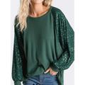 Women's T shirt Tee Plain Sparkly Daily Weekend Sequins Black Long Sleeve Fashion Metallic Round Neck Spring Fall