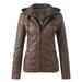 Dtydtpe Jackets for Women Leather Jacket Women Women s Slim Leather Stand Collar Zip Motorcycle Suit Belt Coat Jacket Tops Winter Coats for Women