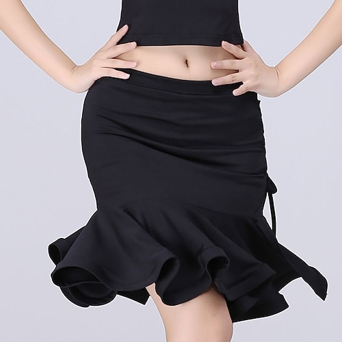 Latein-Tanz Für den Ballsaal Röcke Sattelgurt Rüschen Pure Farbe Damen Leistung Ausbildung Hoch Spandex Image