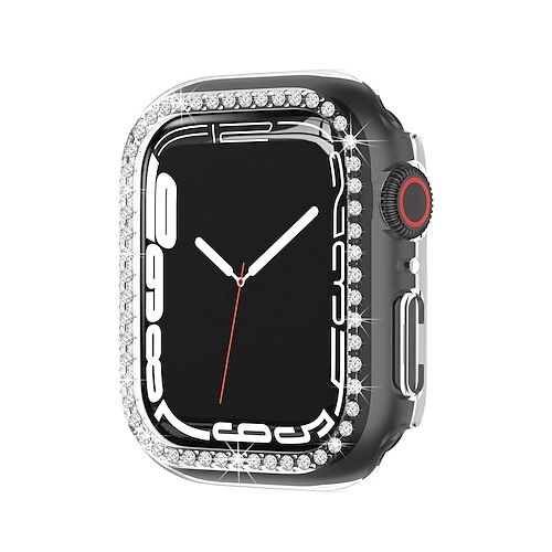 2er Pack Uhrengehäuse mit Displayschutzfolie Kompatibel mit Apple Watch Series 8 7 41mm 45mm / Series 6 5 4 SE 40mm 44mm / Series 3 2 1 38mm 42mm Kratzfest Bling-Diamant HD klar Gehärtetes Glas Image