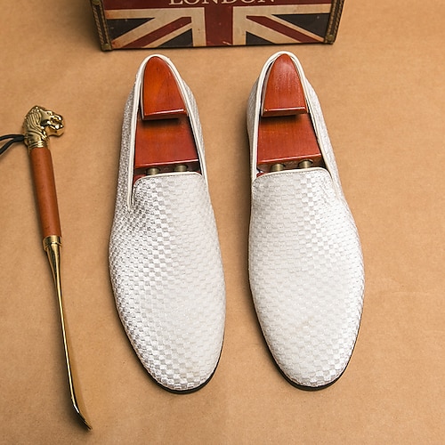 Herren Loafer Slip On Übergrössen Loafer fahren Wanderschuhe Geschäftlich Britisch Hochzeit Party Abend St. Patricks Day Stoff Schwarz Weiß Blau Frühling Herbst Image