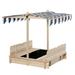 41.75 Outdoor Sandbox with Hight & Angle Adjustable Canopy Wooden Sand Box with Foldable Bench Seats for Home Backyard Beach Include Black Non-Woven Fabric Suitable for Children 3-7 Years Old