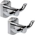 Bathroom Door Hooks (2 Pack) - Solid Brass Modern Chrome Finish