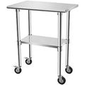 GEROBOOM Stainless Steel Table with Wheels for Food Prep & Work Upgraded Package Commercial Worktables Stainless Table for Restaurant Home Kitchen Garage 30 x18