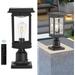 Solar Outdoor Post Light Dusk to Dawn Lamp Post Light Fixture with Remote Control Large Exterior Pillar Lights with Pier Mount Base Waterproof Solar Powered Pole Light Fixtures for Outside