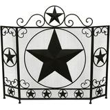 Western Lone Star Ornate Brown Metal 3-Panel Decorative Fireplace Screen