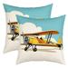 YST Airplane Throw Pillow Covers 22x22 Inch Set of 2 Retro Aircraft Pillow Covers for Kids Teens Plane Lovers Vintage Helicopter Decorative Pillow Covers Aviation Theme Cushion Covers