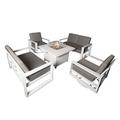 Aluminum Patio Furniture Set 5 Pieces Outdoor Sectional Conversation Set with 41.34 Fire Pit Table 6 Seaters All-Weather Modern Seating Set for Backyard - 2 Swivel + 2 Loveseat