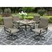 durable & William Patio Dining Set 5 Pieces Outdoor Furniture Set for 4 Patio Swivel Chairs Textilene with 1 Metal Umbrella Table 6 Person for Lawn Garden