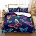 Butterfly Bedding Set Butterfly Duvet Cover Set Twin Full Queen King Size Blue Purple Butterflies Printed Comforter Cover Set for Girls Kids Teens 1 Quilt Cover 2 Pillowcases 3 Piece