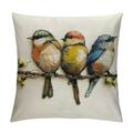 EastSmooth Watercolor Birds Pillows Decorative Throw Pillows Hand-Painted Oil Painting Rustic Birds Square Pillow Cases Cute Colorful Spring Decorations for Home Couch Sofa Outdoor