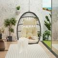 Outdoor Garden Rattan Egg Swing Chair Hanging Chair Wood A01-2 Front Porch Outdoor Patio Furniture Chairs Set