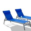 Patio Chaise Lounge Set 3 Pieces Adjustable Backrest Pool Lounge Chairs Steel Textilene Sunbathing Recliner with Headrest (Blue.2 Lounge Chairs+1 Table)