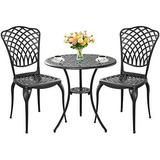 NLIBOOMLife Bistro Set 3 Piece Outdoor Patio Bistro Sets Cast Aluminum Bistro Table Set with Umbrella Hole Rust Resistant Outdoor Bistro Table and Chairs Set for Patio Balcony (Butterfly