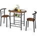 GEROBOOM 3 Piece Dining Set Compact 2 Chairs and Table Set with Metal Frame and Bistro Pub Breakfast Space Saving for Apartment and Kitchen (Natural & Black)