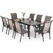 VILLA Outdoor Dining Set for 8 Patio Table and Chairs Set with 8 Padded Deep Seating Swivel Dining Chairs & Full Metal Extendable Table Outside Furniture Dining Set for Poolside La