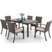 durable Outdoor Patio Dining Set 9 PCS Patio Furniture Set with Extendable Metal Table and 8 Rattan Wicker Chairs Beige Cushion