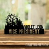 Craftnamesign Custom Wooden Nature Mountain Desk Name Plate Hill Tree Adventure Metal Nameplate