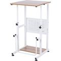 Adjustable Height Standing Desk Student Desk With Swinging Footrest Optional For Standing And Seating 2 Modes Light Grain L1010WFLT