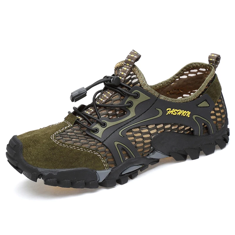 Sommer Atmungs Männer Wandern Schuhe Wildleder + Mesh Outdoor Männer Turnschuhe Klettern Schuhe Männer Sport Schuhe Schnell-trocken Wasser schuhe