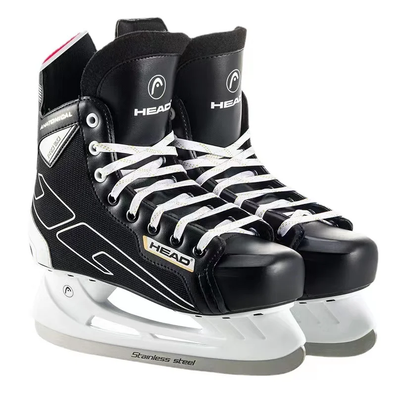 Head-S180 Eishockey-Messerklingen aus schwarzem Leder, Skates-Schuhe, Patines mit echter Eisklinge, Erwachsene und Kinder, Größe 28–47