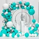 66 stücke Tiffany blau weiß Luftballons Girlande Metallic Silber Konfetti Ballon Bogen Kit
