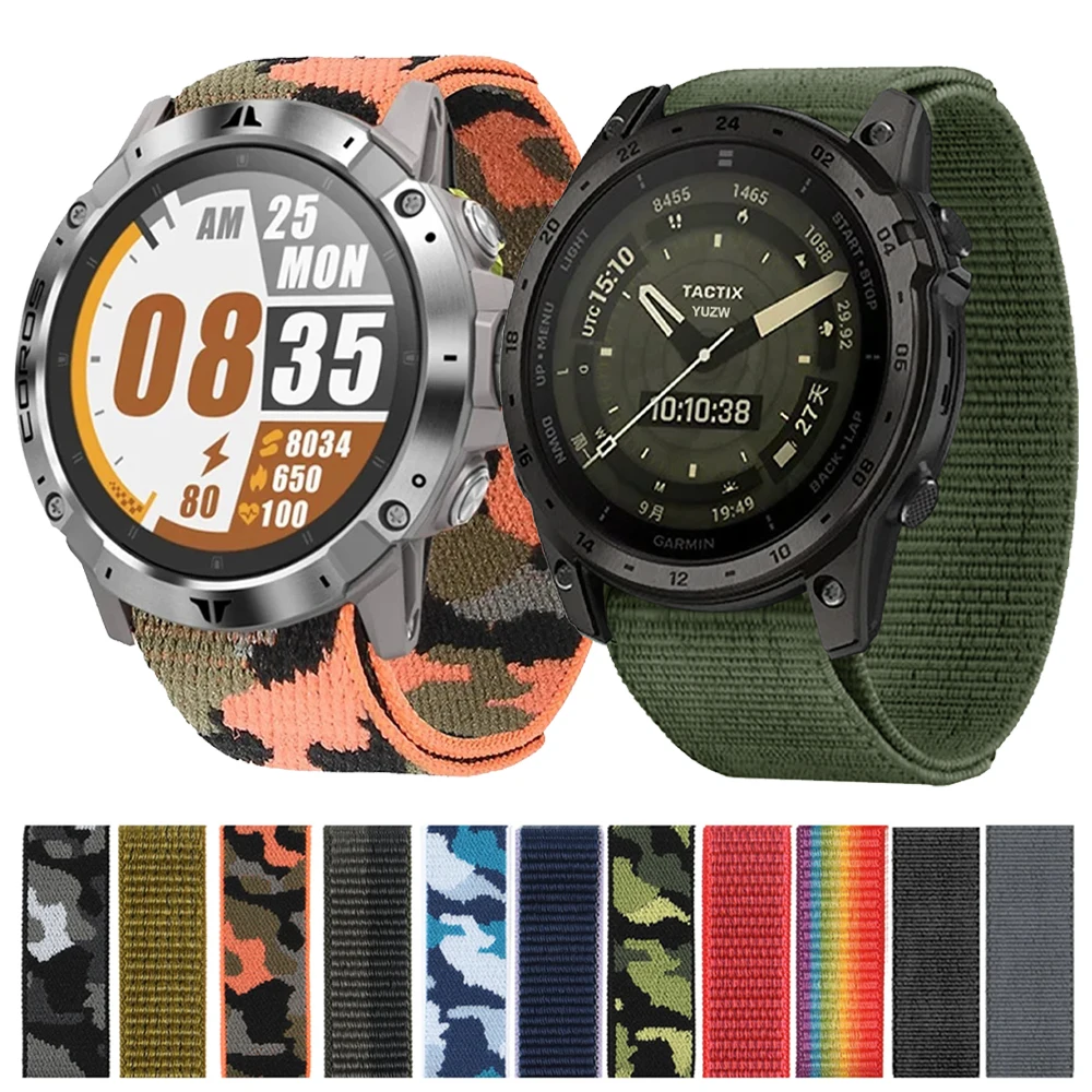26 mm 22 mm elastisches Nylon-Schlaufenband für Coros VERTIX 2, verstellbares Band für Garmin Tactix 7 AMOLED 7Pro Delta Bravo Quatix 7X Gürtel Image