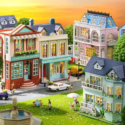 DIY Mini Holz Puppenhaus mit Möbeln Licht Puppenhaus Casa Montage Modell rosa Prinzessin Villa