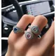 Rosa blau cz Herz Steine Emaille Ringe Luxus bling vereist Zirkonia Ring für Frauen Silber Farbe