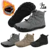Große Größe 36-47 Winter Barfuß Stiefel wasserdichte Winter Turnschuhe Pelz gefüttert breite Zehen Box Schnees chuh Frauen Männer Plüsch Wanderschuhe