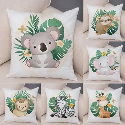 Tropisches Blatt Fuchs Löwe Kissen bezug Dekor Cartoon Tier Kissen bezug für Sofa nach Hause super Image