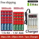 Wiederauf ladbarer Akku 1 5 V aa 9800mAh 1 5 V aaa 8800mAh alkalisch mit Ladegerät für Computer uhr