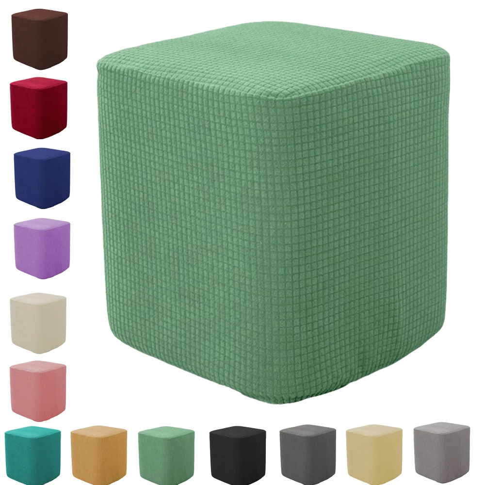 1Pc Ottomane Abdeckung Elastische Quadratische Rechteck Hocker Abdeckung All-inclusive Solide Sofa Fußstütze Hocker Schonbezüge für Wohnzimmer Image