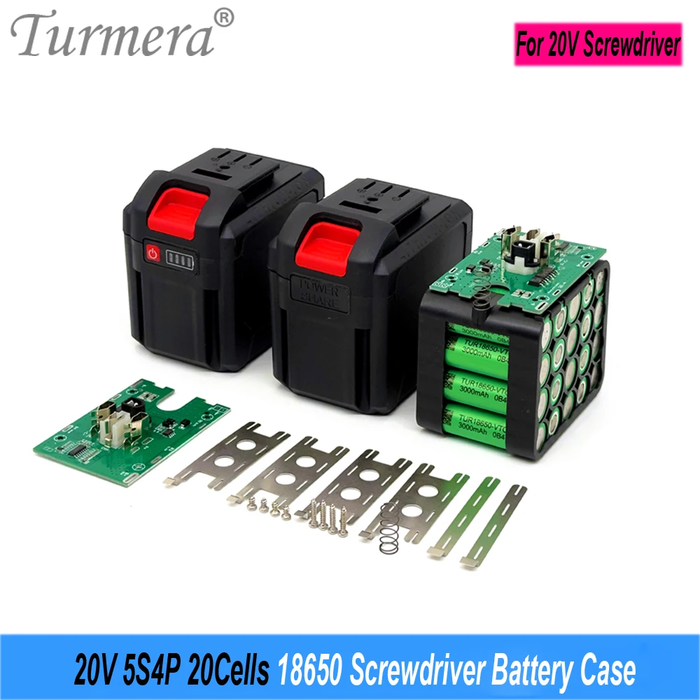 Turmera 20 V 21 V Schraubendreher-Batteriegehäuse 5S2P 10X 5S4P 20X 18650 Zellenhalter 5S 30A BMS Schweißnickel für elektrische Bohrmaschine Image