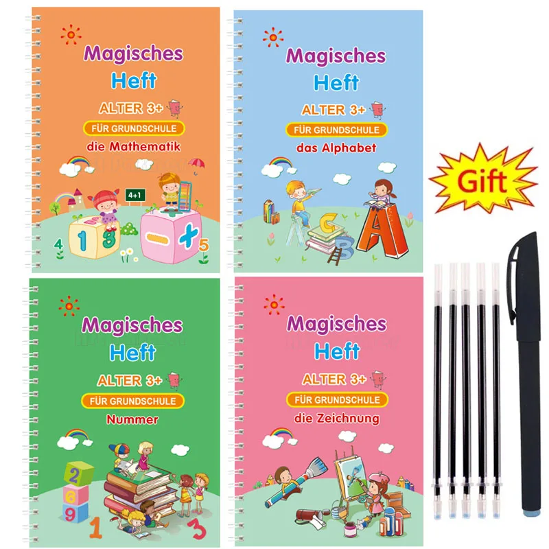 Deutsch Magie Bücher für Kinder Alphabet Wiederverwendbare Handschrift Magie Notebook Schriftlich für Kalligraphie Set Montessori Copybook Image