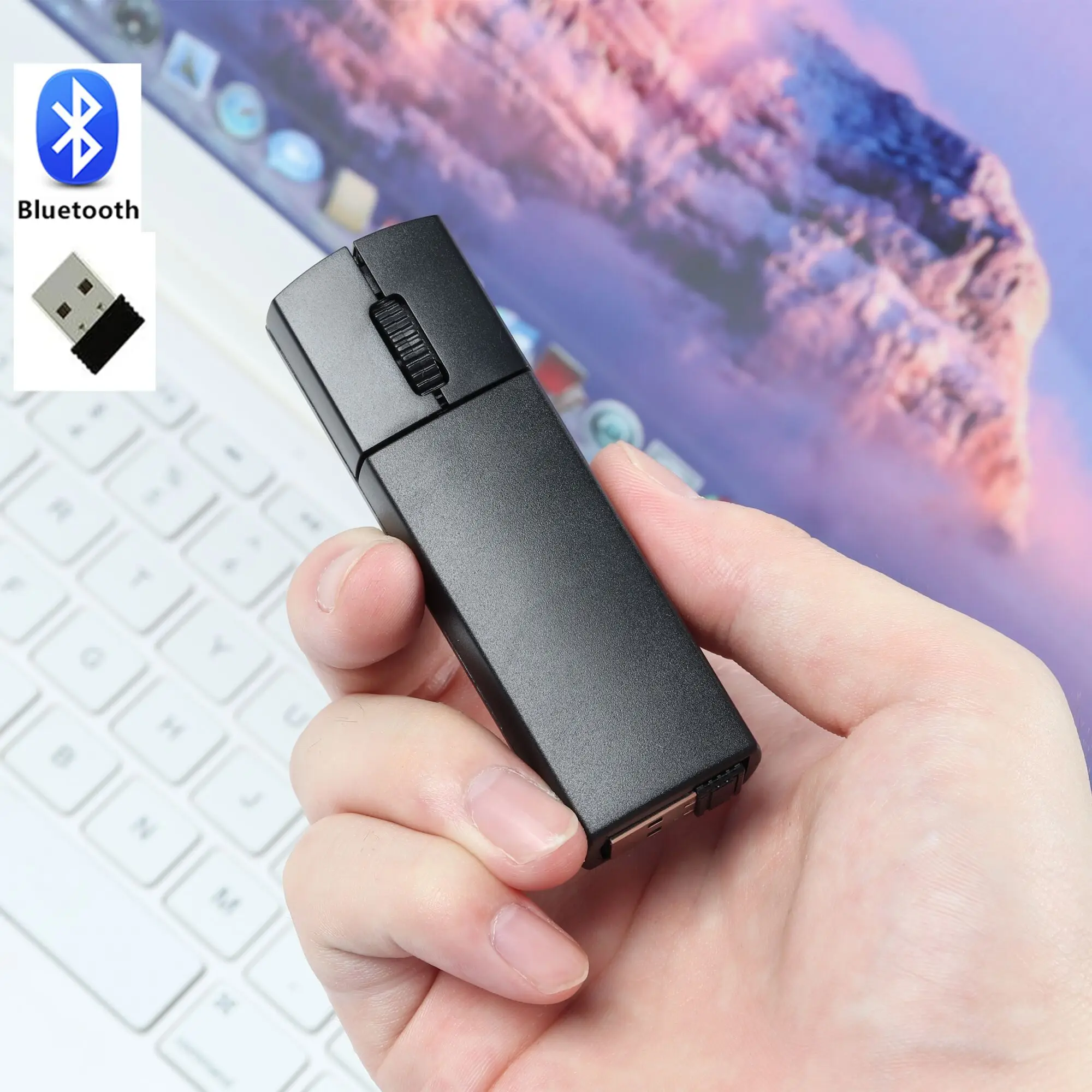 Bluetooth 2,4g Dual-Mode Mini drahtlose Maus stumm Stift Pause USB-Aufladung 1200dpi kleine Mäuse tragbar für Laptop-Computer PC Image