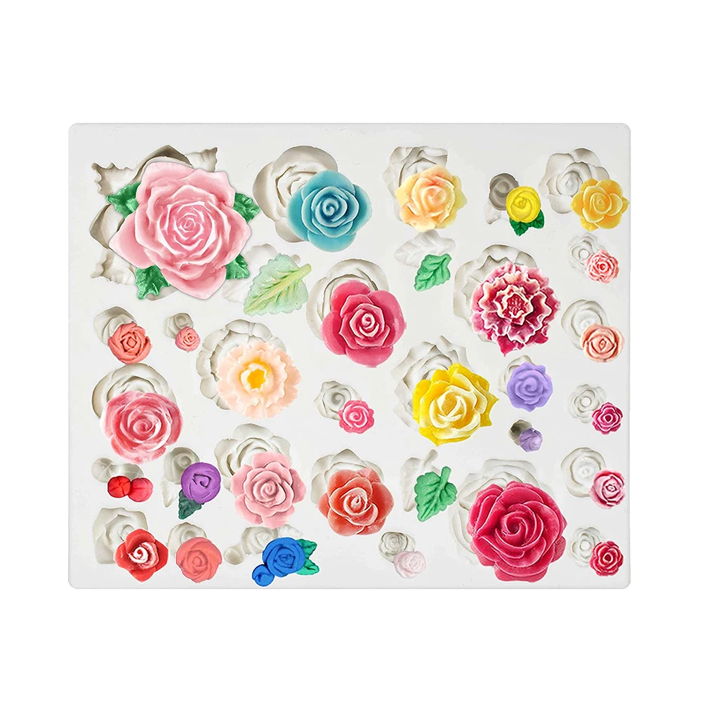 32 Kavität Rosen Blume Silikon form für Sugar craft/Kuchen Dekoration kleine Silikon Fondant Form Kuchen Dekorations form 0198 Image