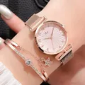 Luxus Frauen Armband Quarzuhren für Frauen Magnet uhr Damen Sport kleid rosa Zifferblatt Armbanduhr