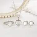 Andara Sterling Silber Liebe Form Halskette Ring Ohr stecker Schmuck Set für Frauen charmanten