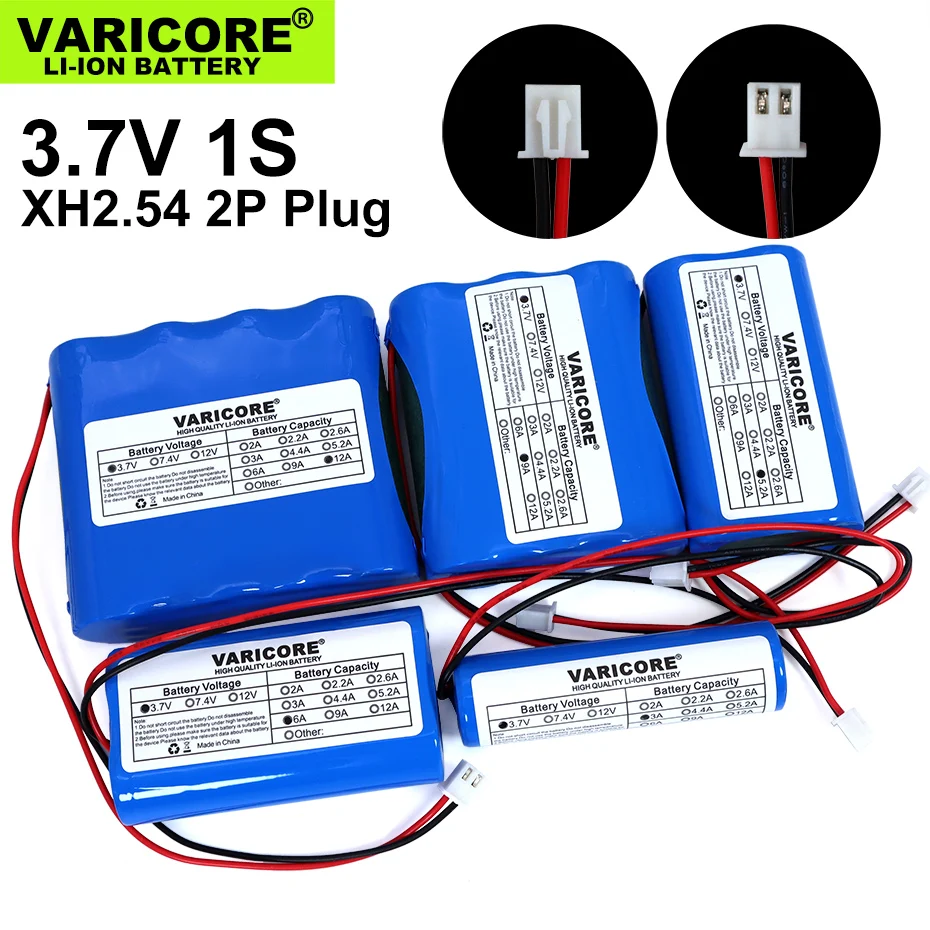 3,7 V/4,2 V 18650 Li-Ionen-Akku 3000 mAh 5200 mAh 6000 mAh 9000 mAh 12000 mAh mit PCB-Schutz XH 2,54 2P-Stecker Image