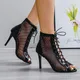 Plus-Size neue sexy High Heels Hohlnetz Sandalen Sommer Modetrend bequeme Open-Toe-Stiefel Stiletto